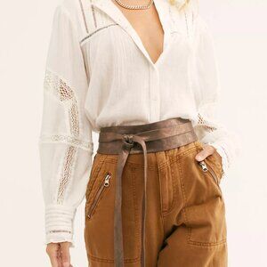 Free People Leather Obi Belt in Truffle (Bronze)